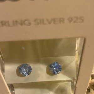 Sterling Silver Blue Gem Earrings
